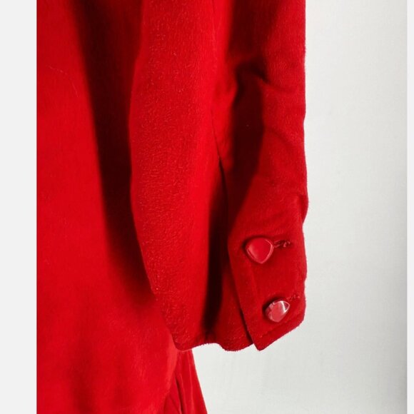 VAKKO Vtg 80s Red Suede Drop Waist Ruffle LSV Dress 6 Cowgirl Western Boho - Picture 5 of 11